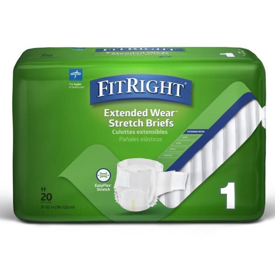 Fit Right Extended Wear Stretch Briefs, Case of 80