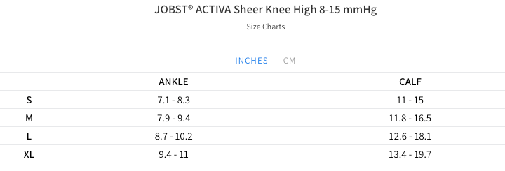 Activa Sheer Knee High 8-15mmHg