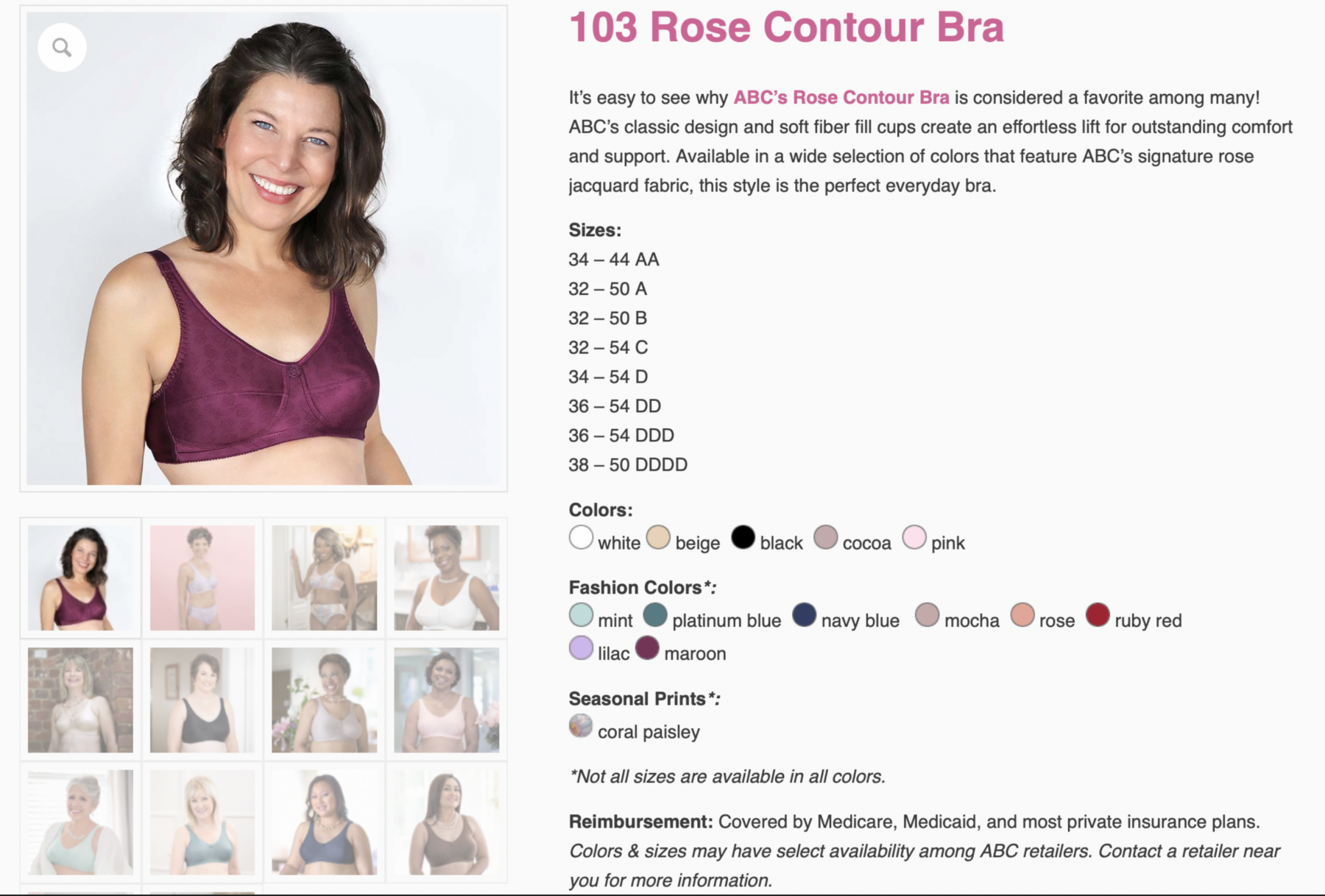 Mastectomy Bra The Rose Contour Size 44C Cocoa at  Women's Clothing  store